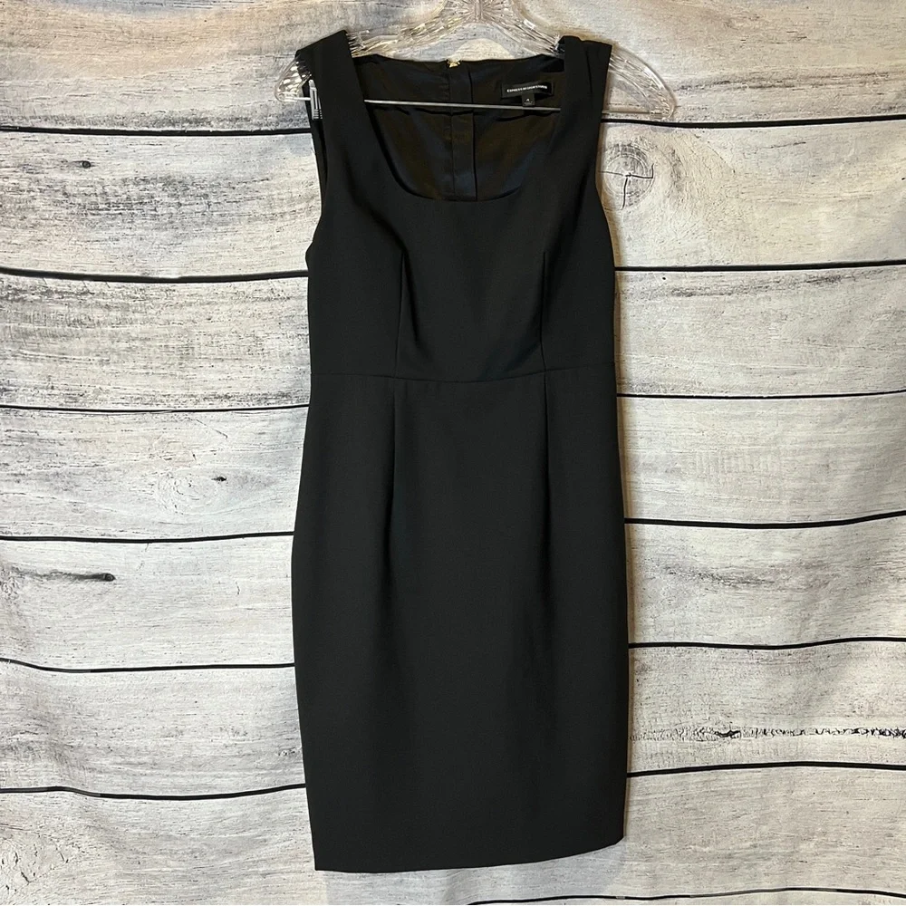 Express Classic Black Sheath Dress Sleeveless Tailored Lined Career Office LBD - Picture 2 of 8